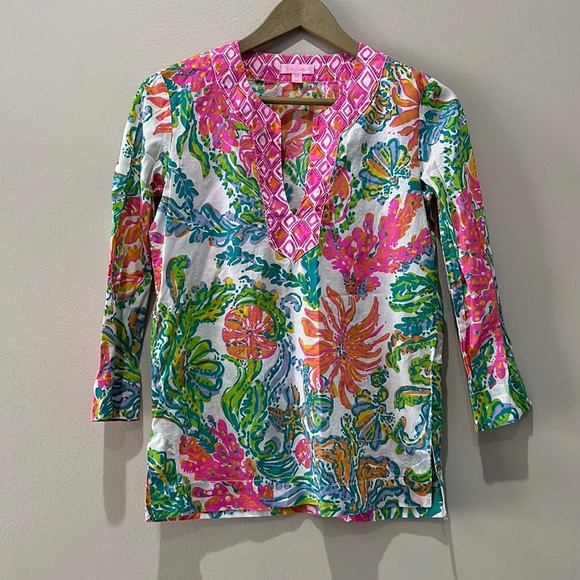 Lilly Pulitzer Amelia Island Tunic Top in Casa Marina Cotton in size XXS - Picture 1 of 9